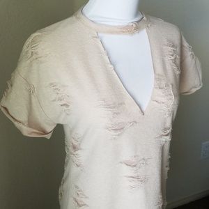 Cream/Oatmeal V-Neck Mini Dress